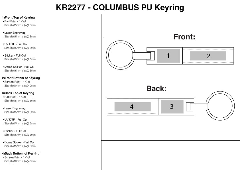 COLUMBUS PU Keyring – Branded Keyrings