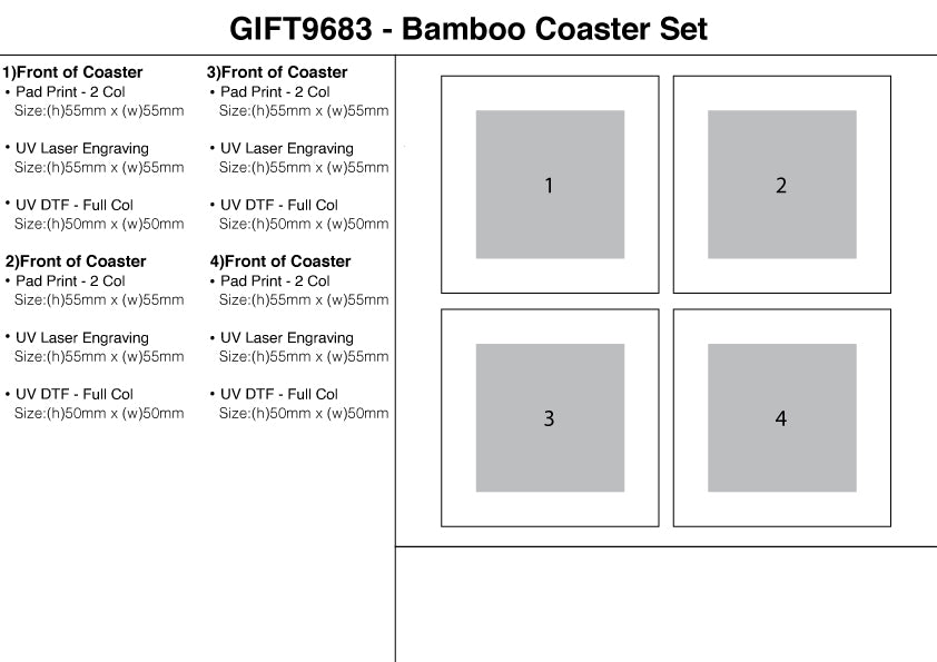 Bamboo Coaster Set – Branded Eco-Friendly