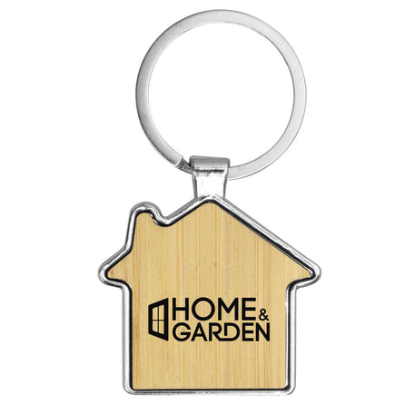 House Metal Bamboo Keyring – Branded Eco-Friendly