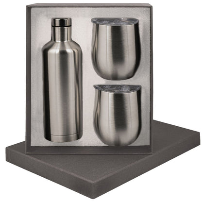 Manhattan Flask x2 Mugs Gift Set