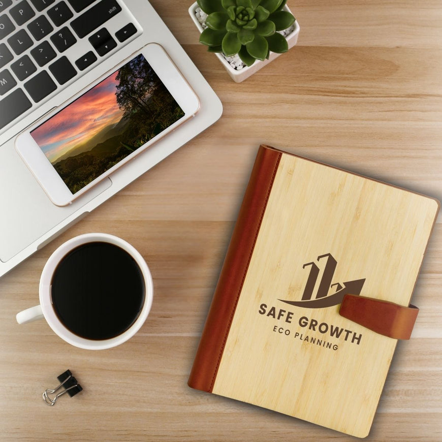 Bamboo & PU Personalized Planner – Branded Notebooks