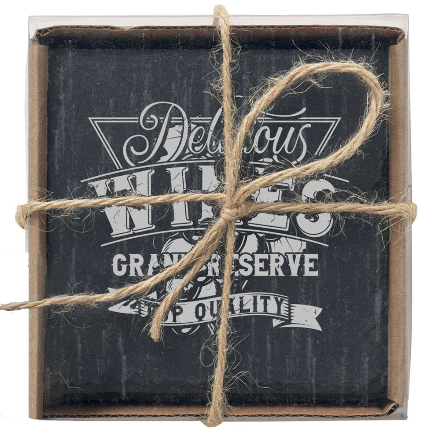 4 Piece Slate Coaster Set – Branded Picnic and Outdoor