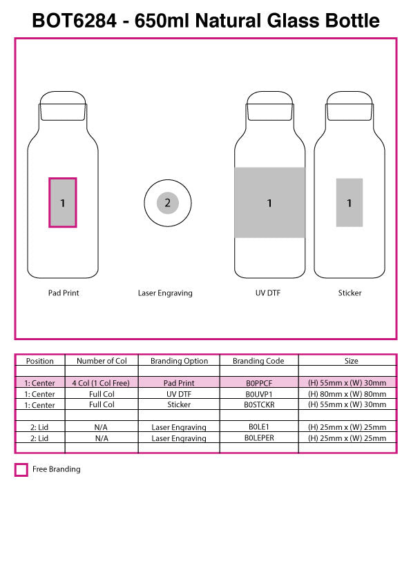 650ml Natural Glass Bottle – Branded Bottles