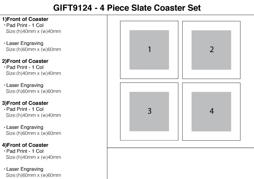 4 Piece Slate Coaster Set – Branded Picnic and Outdoor